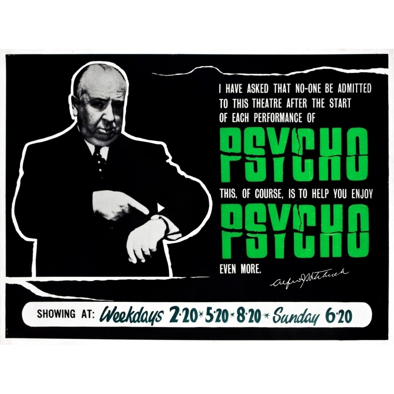 Posterazzi Psycho Director Alfred Hitchcock On A British Quad 1960 Movie Poster Masterprint